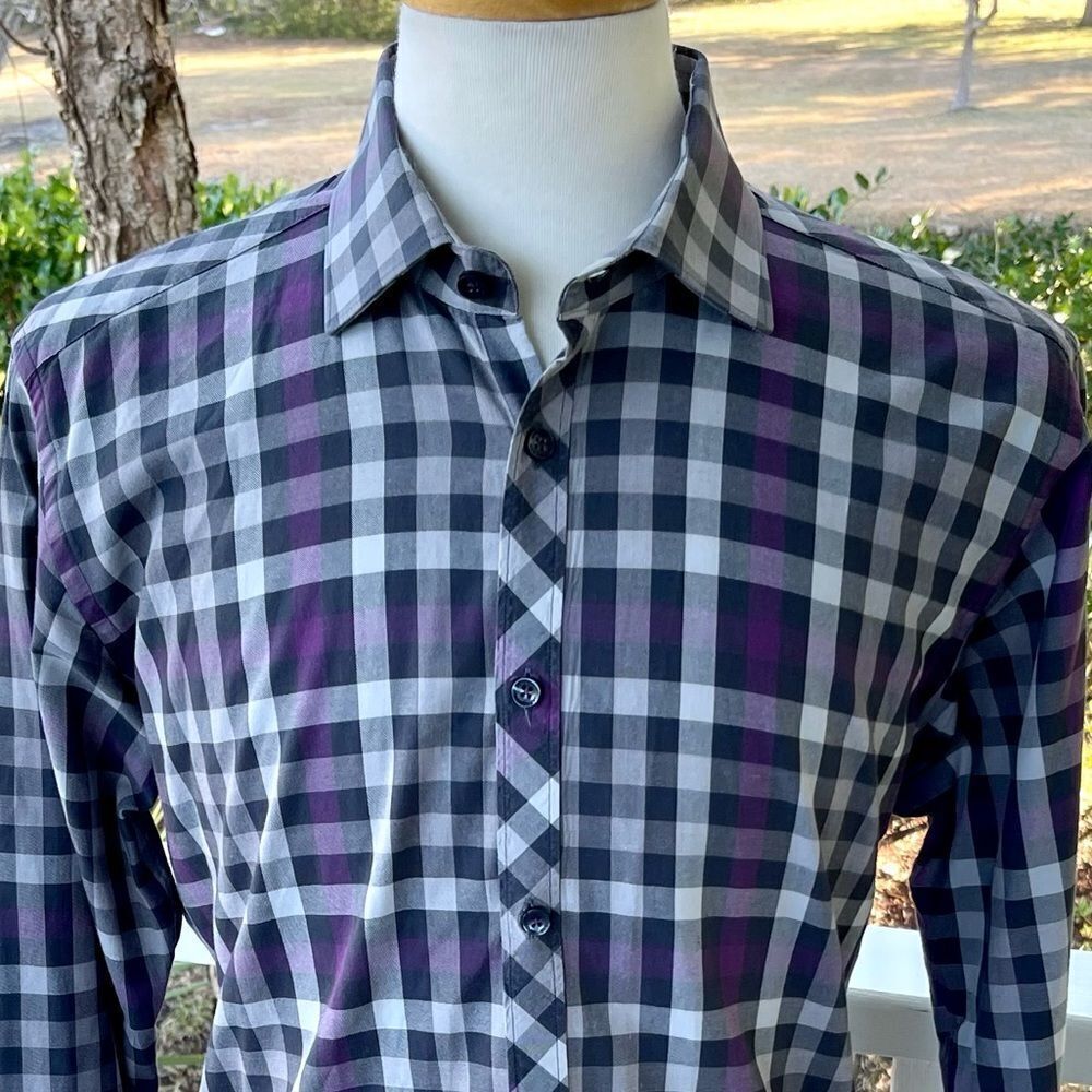 Jared Lang Plaid Long Sleeve Cotton Shirt. Size Large.